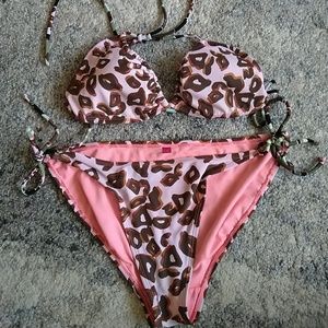 Pink Leopard Print Bikini
